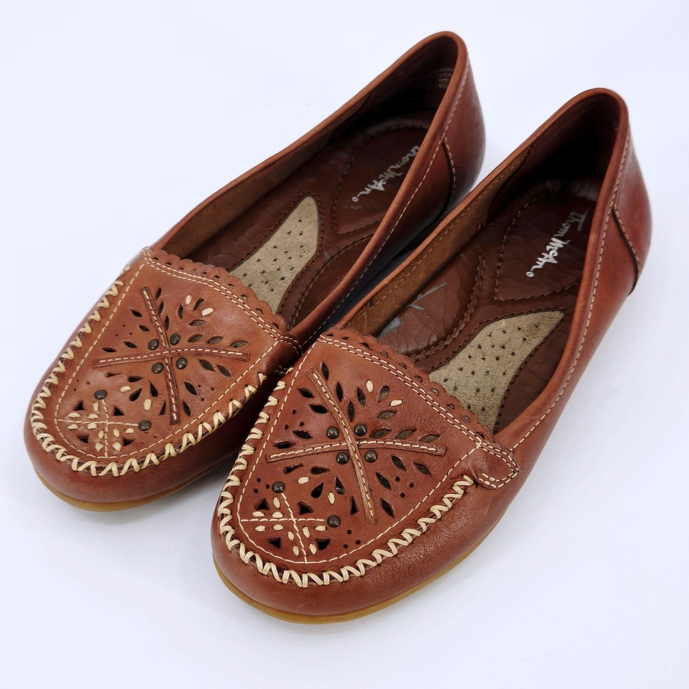 Thom‎ McAn Brown Leather Boho Comfort Loafers Women's 5M Vintage Cottagecore
